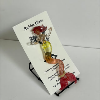 Rubius Glass - Suncatcher - Large Mermaid -Pink hair, yellow/orange/pink body