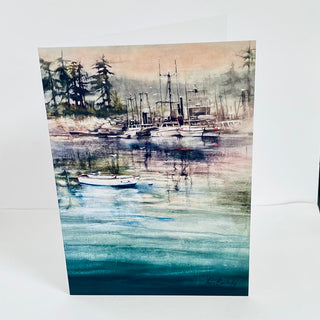 Peggy Burkosky - Card - Boats at Dock