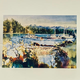 Peggy Burkosky - Card - Three Trawlers Docked
