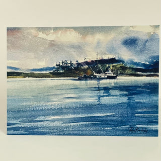 Peggy Burkosky - Card - Boats Moored at the Point
