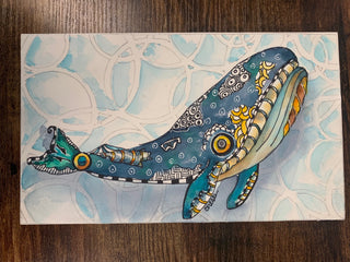 Carla Flegel - Painting - Blue Whale - 9.25" x 5.5"