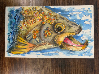 Carla Flegel - Painting - Salmon Head - 5.5" x 9.25"