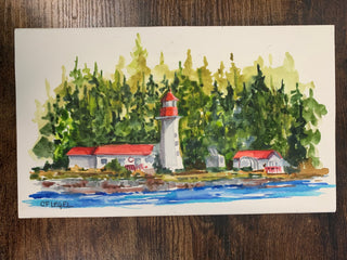 Carla Flegel - Painting - Mudge Island Lighthouse -  9.25" x 5.5"