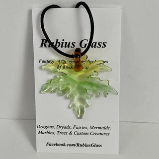 Rubius Glass - Jewellery - Maple Leaf Pendant - Green glass