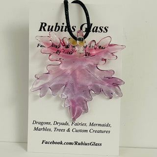 Rubius Glass - Jewellery - Maple Leaf Pendant - Pink/Purple glass