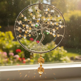 Dee Amendt - Suncatcher - Tree of Life  - 4" diameter, 9" hanging length