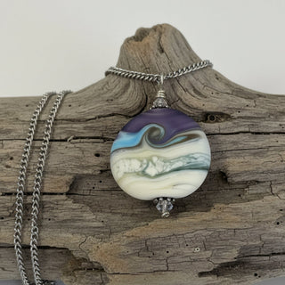 Garry White (Glass in Motion) - Necklace - Lampwork pendant - Circle - 20" chain