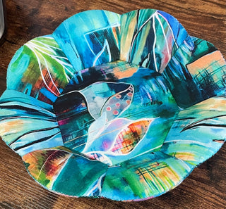 Monika Easy - Textile- Large Bowl - 8 sided - tropical colours & print