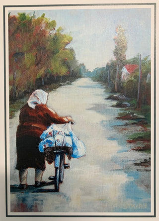 Fay St. Marie - Card -"Babushka Widow with Bike" -  - Card - McMillan Arts Centre & MAC Box Office