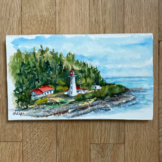 Carla Flegel - Painting - Mudge Island Lighthouse -  9.25" x 5.5"