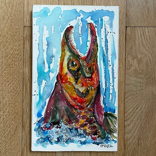 Carla Flegel - Painting - Red/Purple Salmon - 5.5" x 9.25"