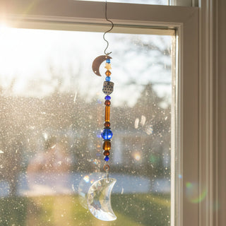 Lynn Northwood - Glass - Suncatcher -  Night Owl with Moon