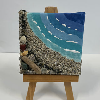 Jan Myers - Mixed Media - Beach Scene 3" x 3" - Magnet
