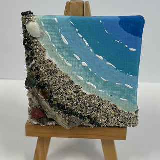 Jan Myers - Mixed Media - Beach Scene 3" x 3" - Magnet