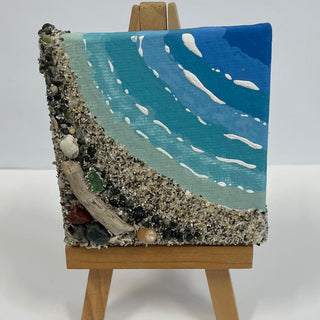 Jan Myers - Mixed Media - Beach Scene 3" x 3" - Magnet