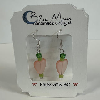 Lynn Northwood - Earrings - Pink Heart with Green