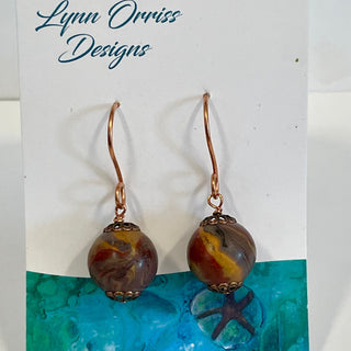 Lynn Orriss - Earrings - Brown & copper with copper shepherds hook -  - Jewellery - McMillan Arts Centre & MAC Box Office