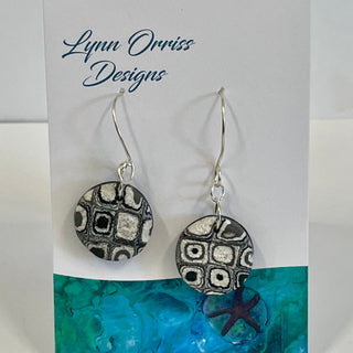 Lynn Orriss - Earrings - Black & white round on stainless shepherds hook -  - Jewellery - McMillan Arts Centre & MAC Box Office