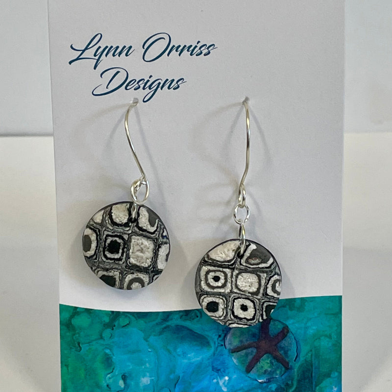 Lynn Orriss - Earrings - Black & white round on stainless shepherds hook -  - Jewellery - McMillan Arts Centre & MAC Box Office
