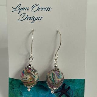 Lynn Orriss - Earrings - Small Square - Orange multi