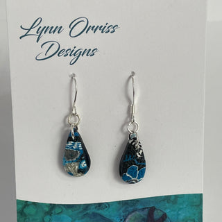 Lynn Orriss - Earrings - Small teardrop - blue design