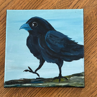 Marilyn Strongitharm - Painting -Crow Series -"Helloo Gorgeous!" - 8" x 8" -  - Painting - McMillan Arts Centre & MAC Box Office