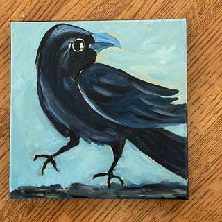 Marilyn Strongitharm - Painting -Crow Series -"There's No One There" - 8" x 8" -  - Painting - McMillan Arts Centre & MAC Box Office