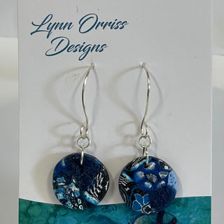 Lynn Orriss - Earrings - Earrings - Round - Navy with blue design -  - Jewellery - McMillan Arts Centre & MAC Box Office