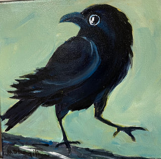 Marilyn Strongitharm - Painting -Crow Series -"I am To, Tough" - 8" x 8" -  - Painting - McMillan Arts Centre & MAC Box Office