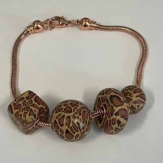 Lynn Orriss - Bracelet - Animal Print Beads on copper snake chain