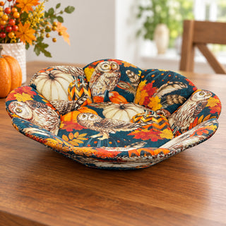 Monika Easy (Habart) - Textile - Large Bowl - 8 sided - Owls & Pumpkins