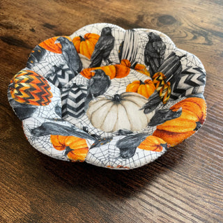 Monika Easy (Habart) - Textile - Fluted Dish - 8 sided - Crows & pumpkins