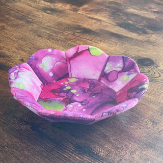 Monika Easy (Habart) - Textile - Fluted Dish -  8 sided - Pinks and green