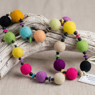 Lynn Orriss - Necklace - Felted Balls - 14" long