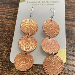Laurie A. McDonald - Earrings - Copper - triple discs