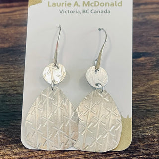 Laurie McDonald - Earrings - Sterling Silver - 2 pieces, cross-hatched