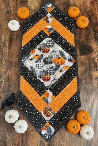 Monika Easy (Habart) - Textile - Table Runner - Crows & Pumpkins - 28.5" long