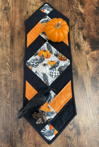 Monika Easy (Habart) - Textile - Table Runner - Crows & Pumpkins - 25.5" long