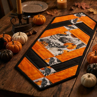 Monika Easy (Habart) - Textile - Table Runner - Crows & Pumpkins - 25.5" long