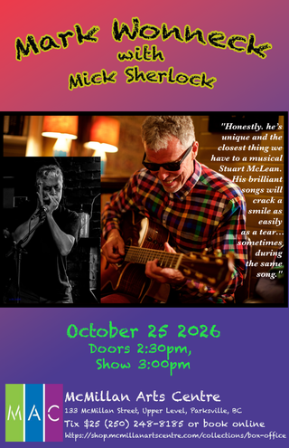 Mark Wonneck concert with Mick Sherlock, Sunday, October 25, 2026, 3pm