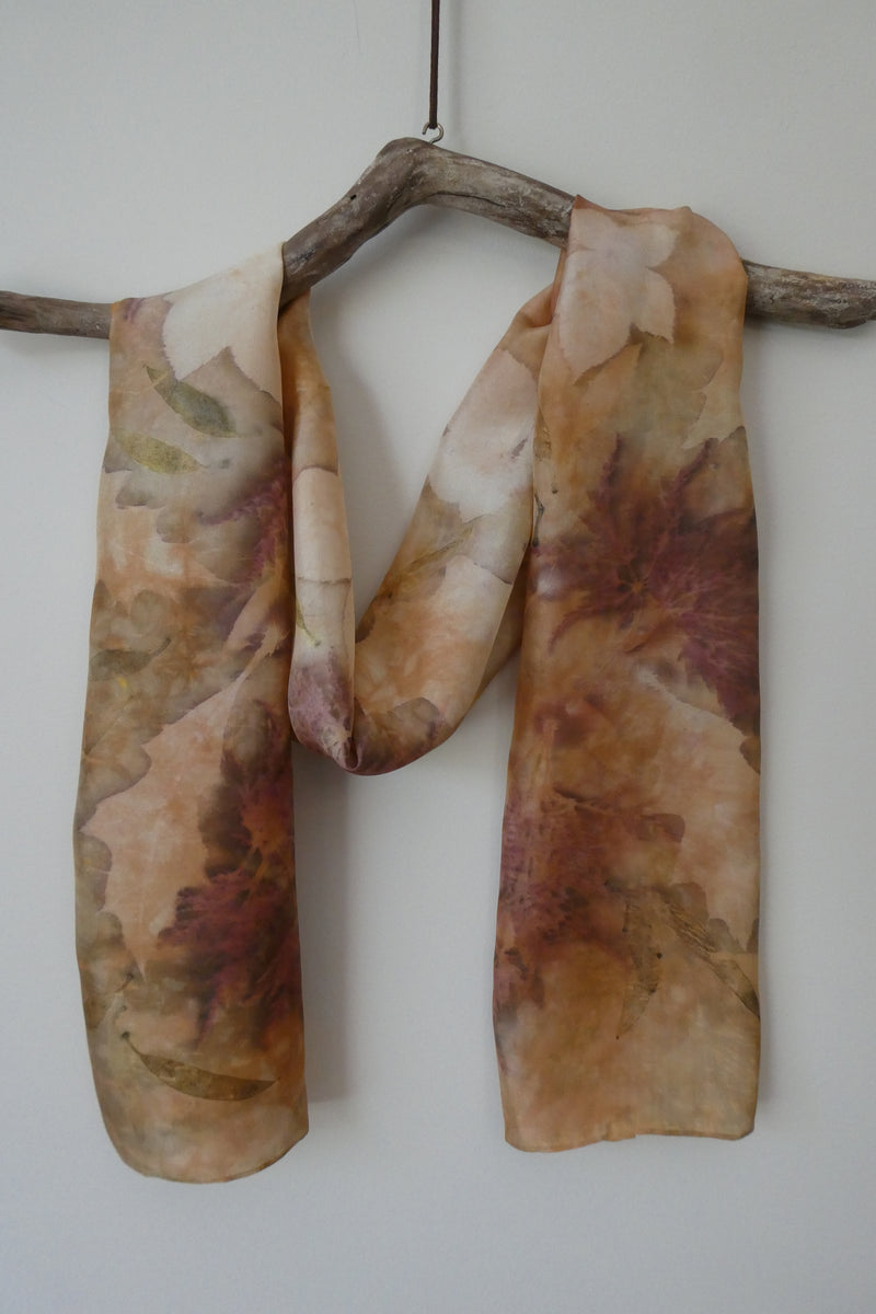 Karen MacRae - Silk Scarf -Fall colours - Botanical print -  - Scarves - McMillan Arts Centre & MAC Box Office