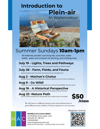 Nature Path, Introduction to Plein-air Painting in Watercolour, Parksville Beach, August 23rd -  - Class - McMillan Arts Centre & MAC Box Office