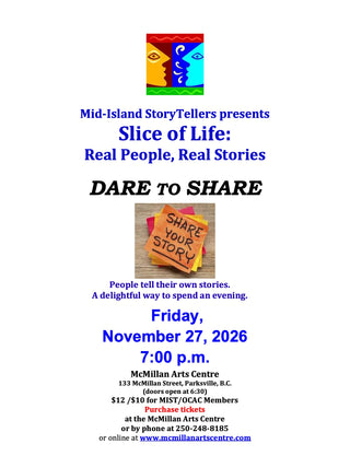 Slice of Life:  Real People, Real Stories, DARE TO SHARE, November 27, 2026