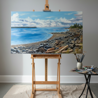 Margery Blom - Painting - Campbell River View of Quadra Island - 24" x 48"