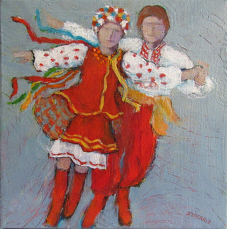 Fay St. Marie - Painting - Ukrainian Dancers #6 - 6" x 6" - acrylic on canvas -  - Painting - McMillan Arts Centre & MAC Box Office