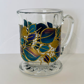 Lori Schiersmann - Pedestal Mug - Teal/Purple/Gold -  - Glass Art - McMillan Arts Centre & MAC Box Office