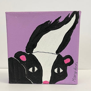 Mary-Ann Quist - Painting - Skunk - 4" x 4" - Mary-Anne Quist - Painting - McMillan Arts Centre & MAC Box Office