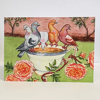 Andrea Walters - Card - Pigeon Rose Tea - Andrea Walters - McMillan Arts Centre Gallery, Gift Shop and Box Office - Vancouver Island Art Gallery