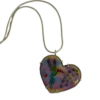 Gina Shear - Pendant - Hummingbird  - heart shape - Gina Shear - McMillan Arts Centre Gallery, Gift Shop and Box Office - Vancouver Island Art Gallery