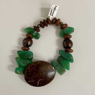 Alasha Lantinga - Bracelet (Stretchable) - Chrysophrase, Coconut, Mahogany, Pearl - Alasha Lantinga - McMillan Arts Centre Gallery, Gift Shop and Box Office - Vancouver Island Art Gallery